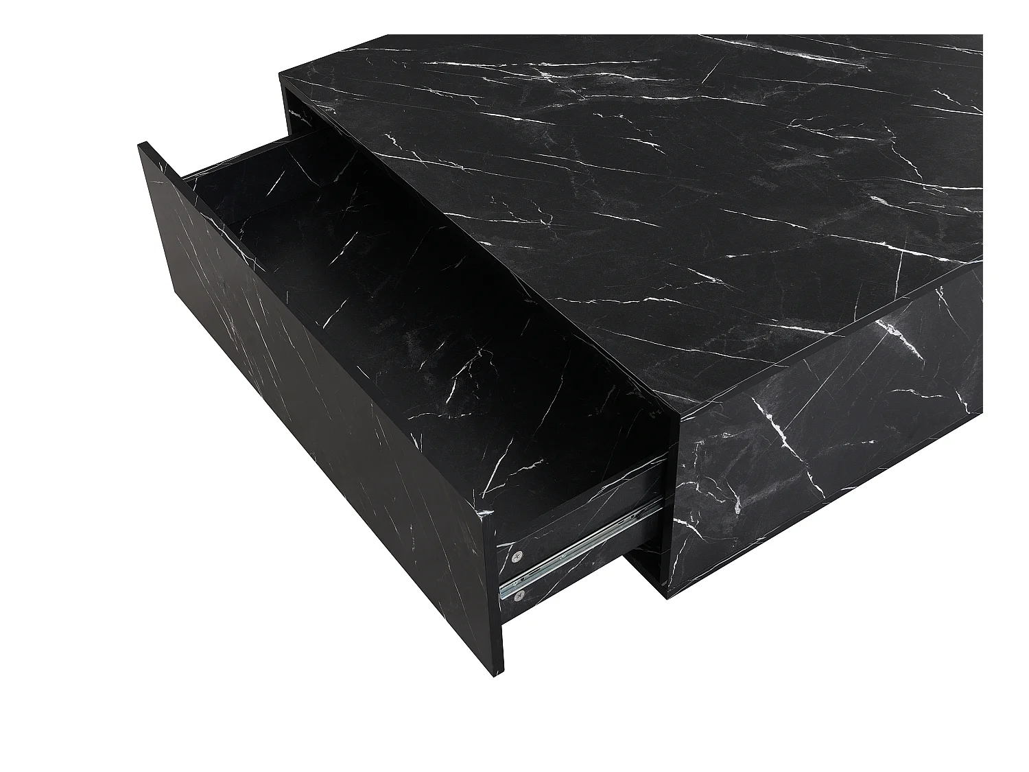 Couchtisch mit 2 Schubladen - MDF - Marmor-Optik Schwarz - ANTRIM von Pascal Morabito