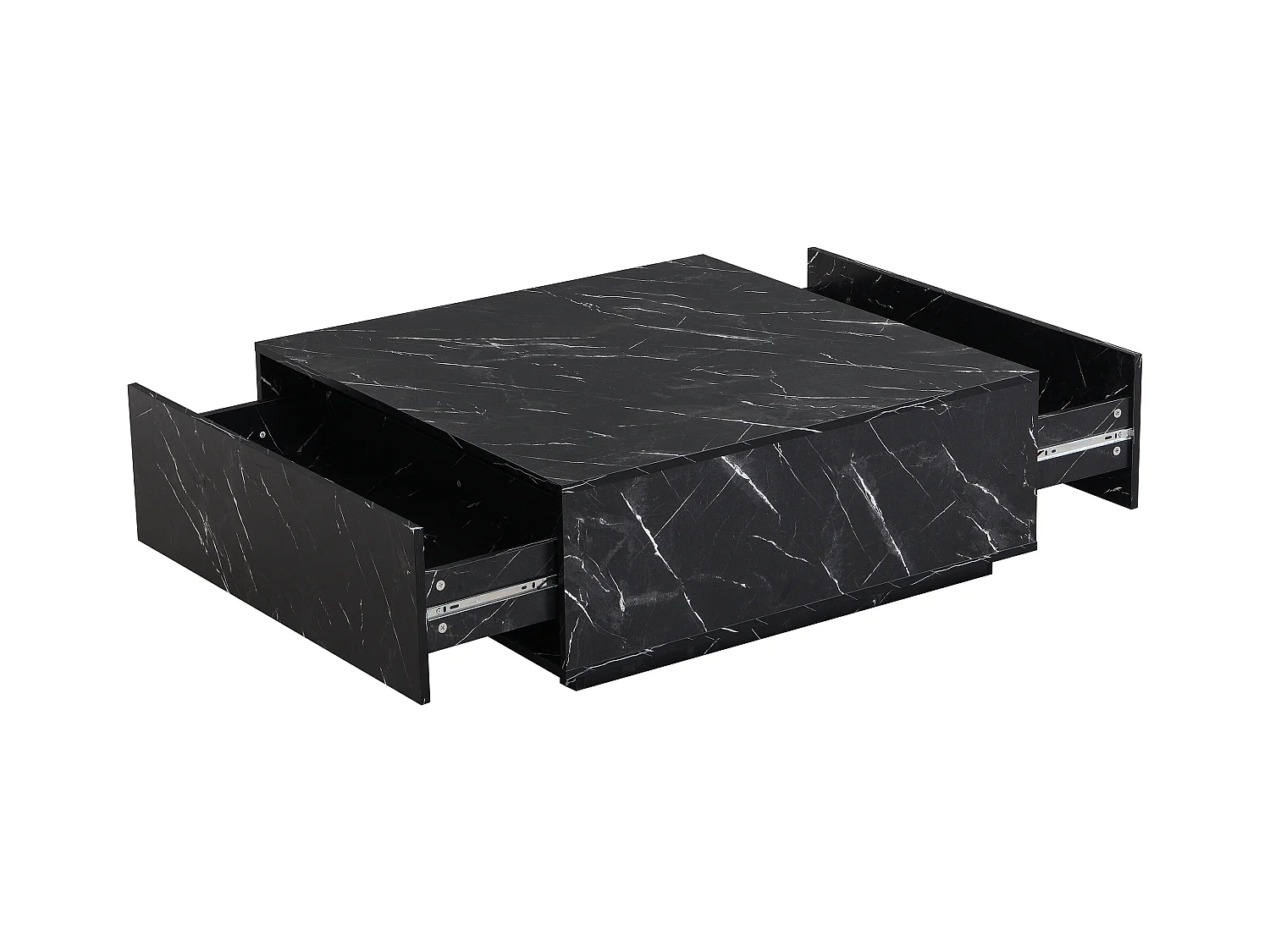 Couchtisch mit 2 Schubladen - MDF - Marmor-Optik Schwarz - ANTRIM von Pascal Morabito