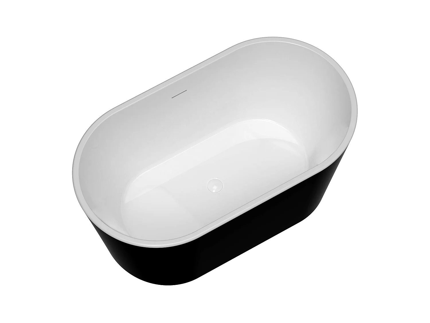 Bañera exenta ovalada - 180L - 130 x 71 x 58 cm - Negra - Acrílica - APOGON