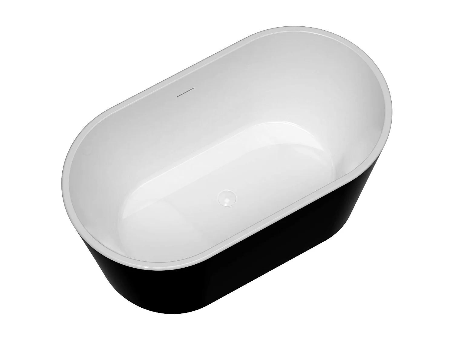 Baignoire îlot ovale - 180L - 130 x 71 x 58 cm - Noire - Acrylique - APOGON