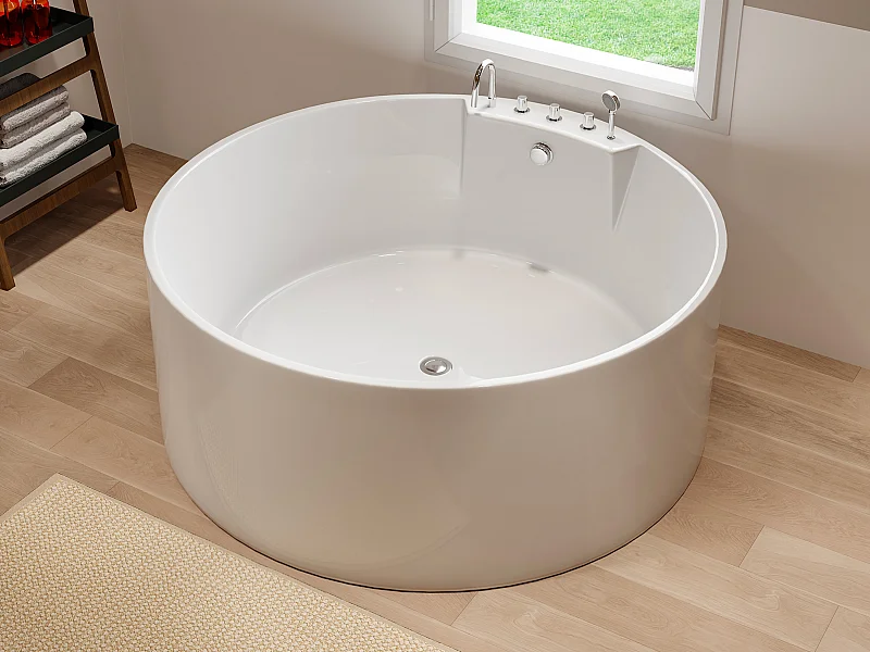 Vasca da bagno freestanding rotonda con rubinetto - 373L - 150x150xH58 cm - LINDA