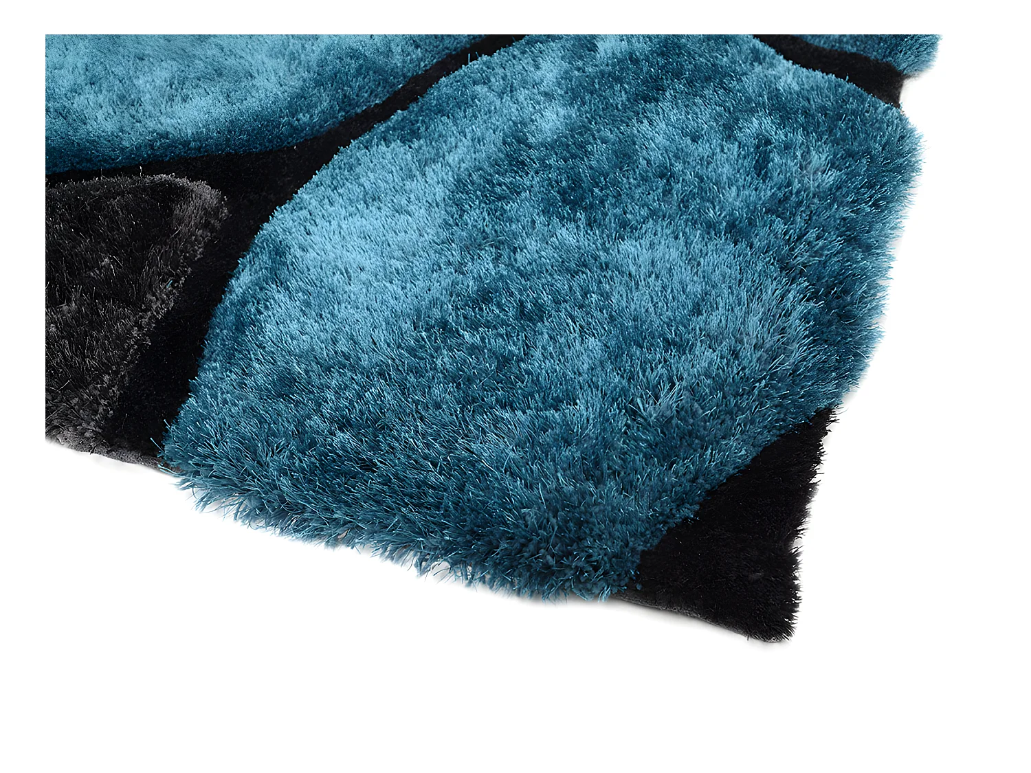 Alfombra shaggy PIETRA turquesa y gris - Poliéster - 140x200 cm