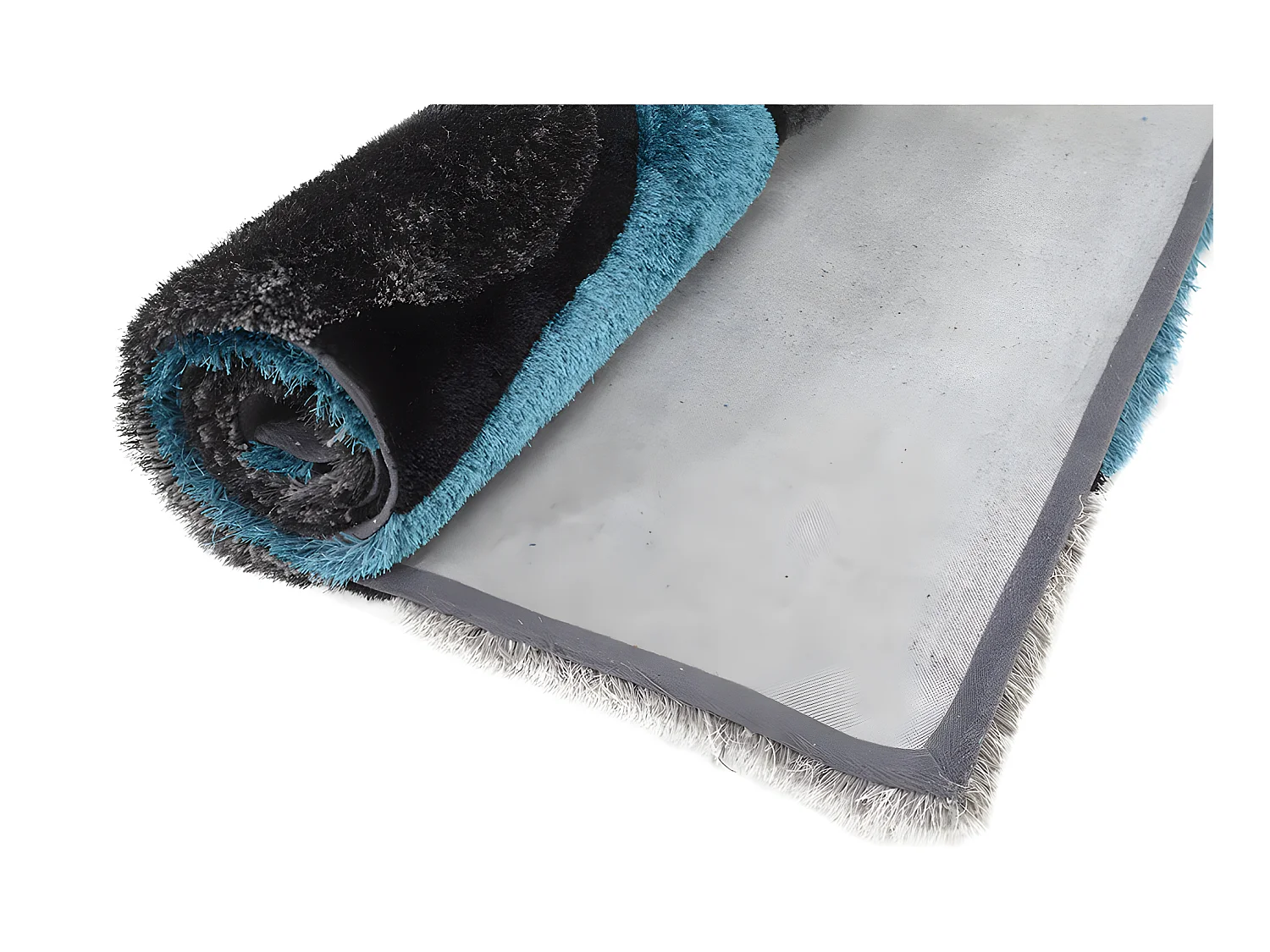 Alfombra shaggy PIETRA turquesa y gris - Poliéster - 140x200 cm