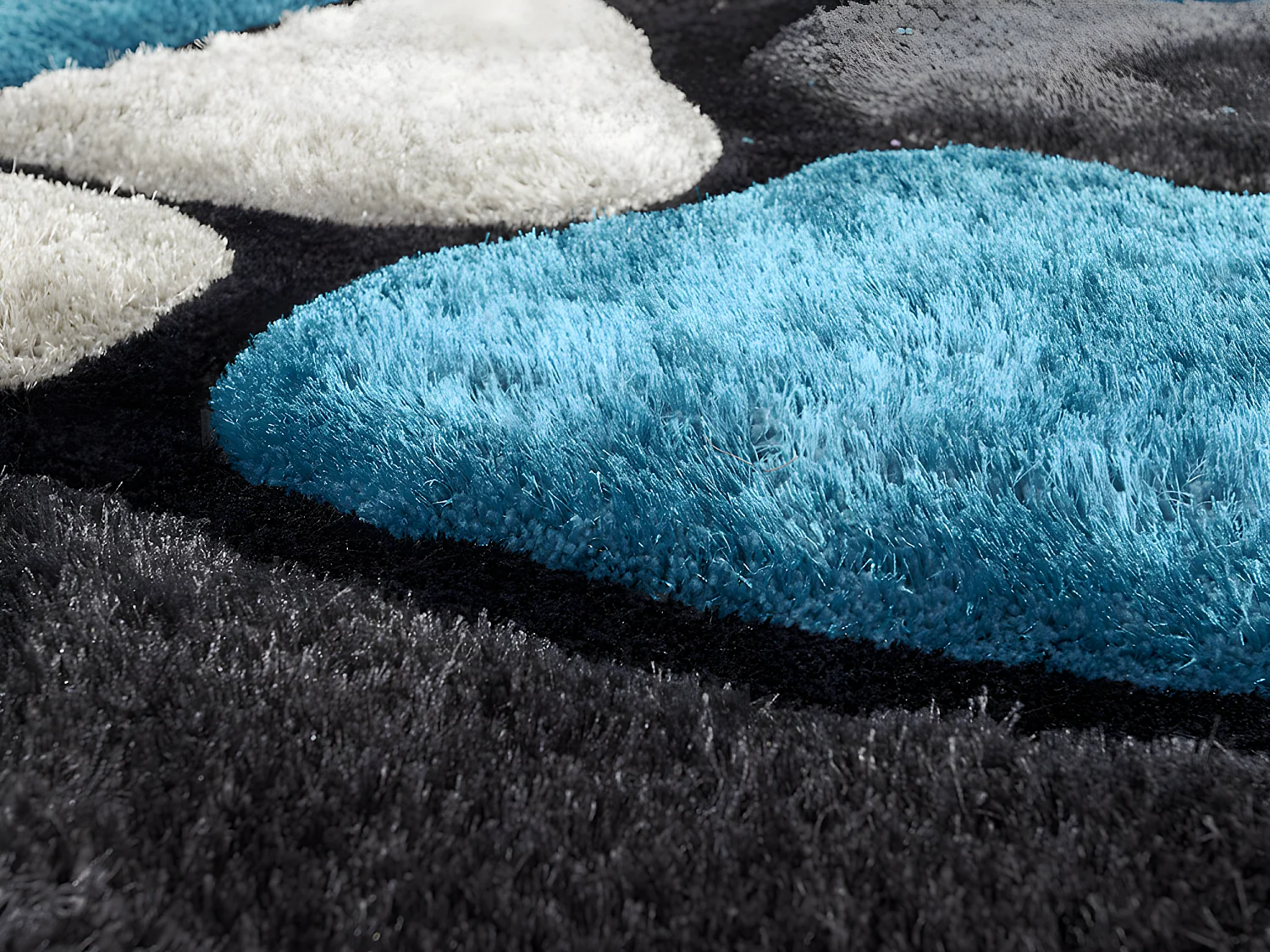 Shaggy tapijt PIETRA turquoise en grijs - polyester - 140 x 200 cm