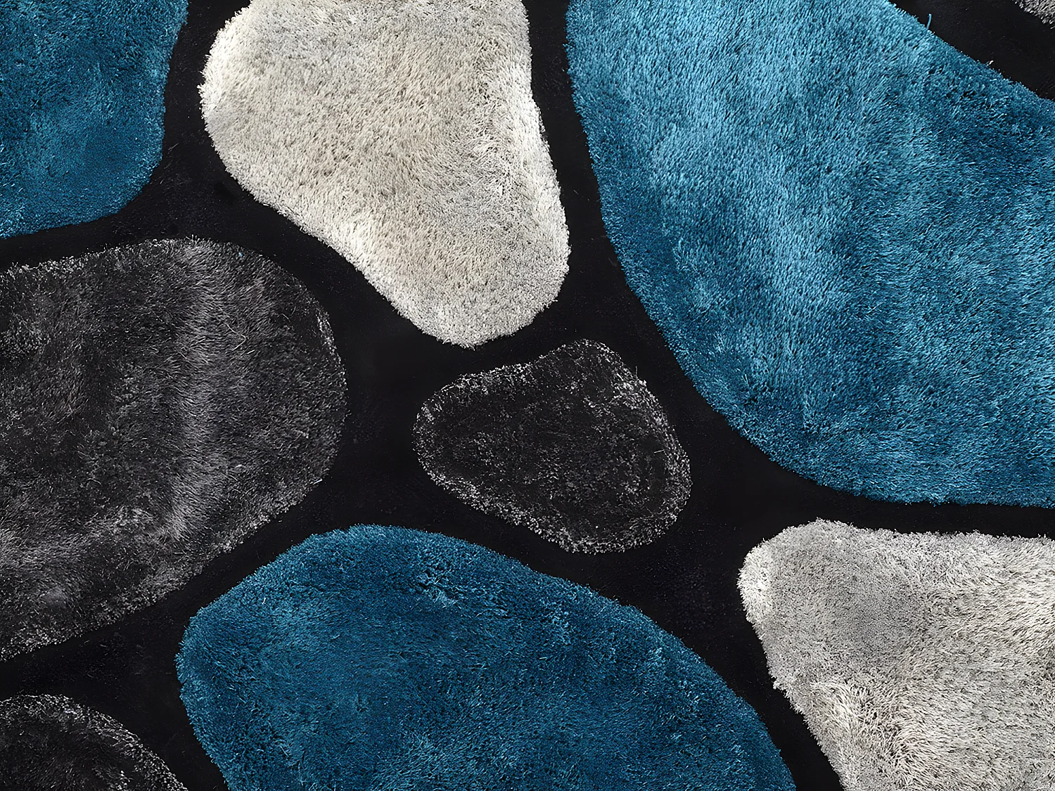Shaggy tapijt PIETRA turquoise en grijs - polyester - 140 x 200 cm