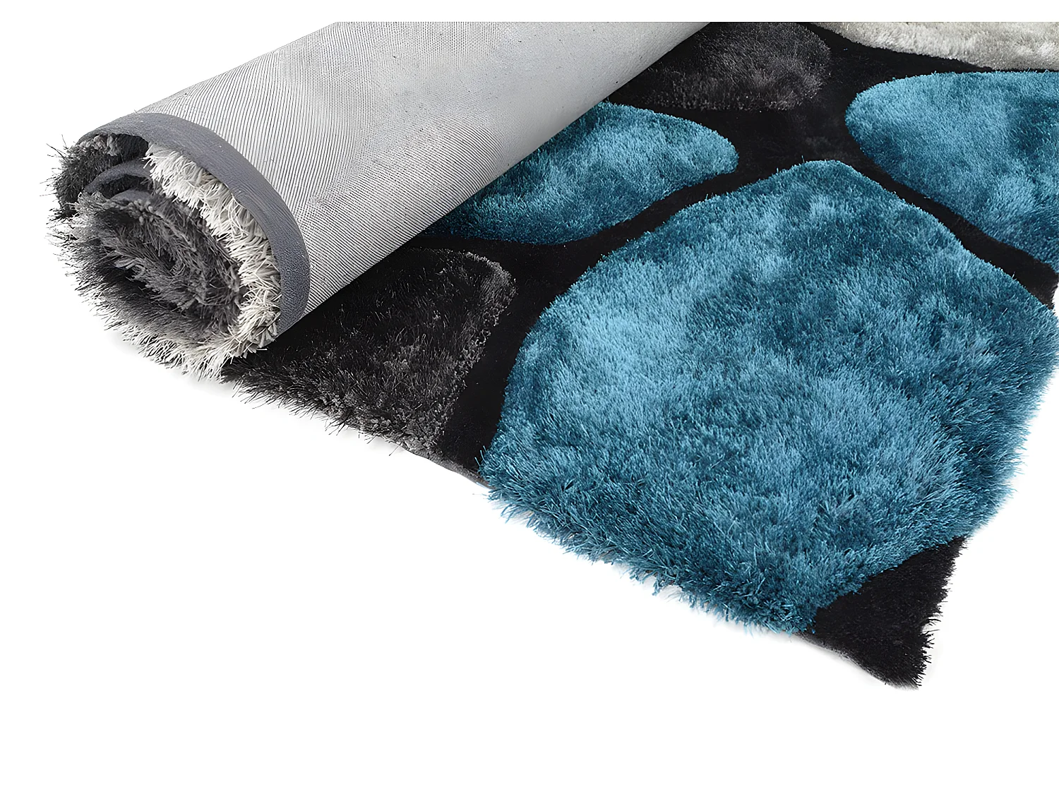 Shaggy tapijt PIETRA turquoise en grijs - polyester - 140 x 200 cm