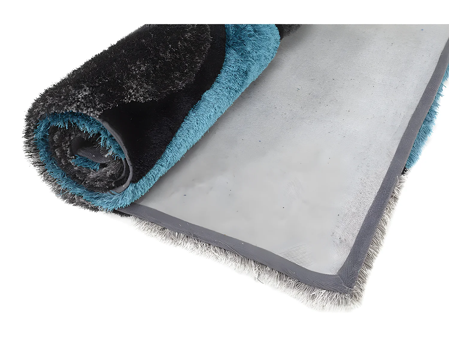 Shaggy tapijt PIETRA turquoise en grijs - polyester - 140 x 200 cm