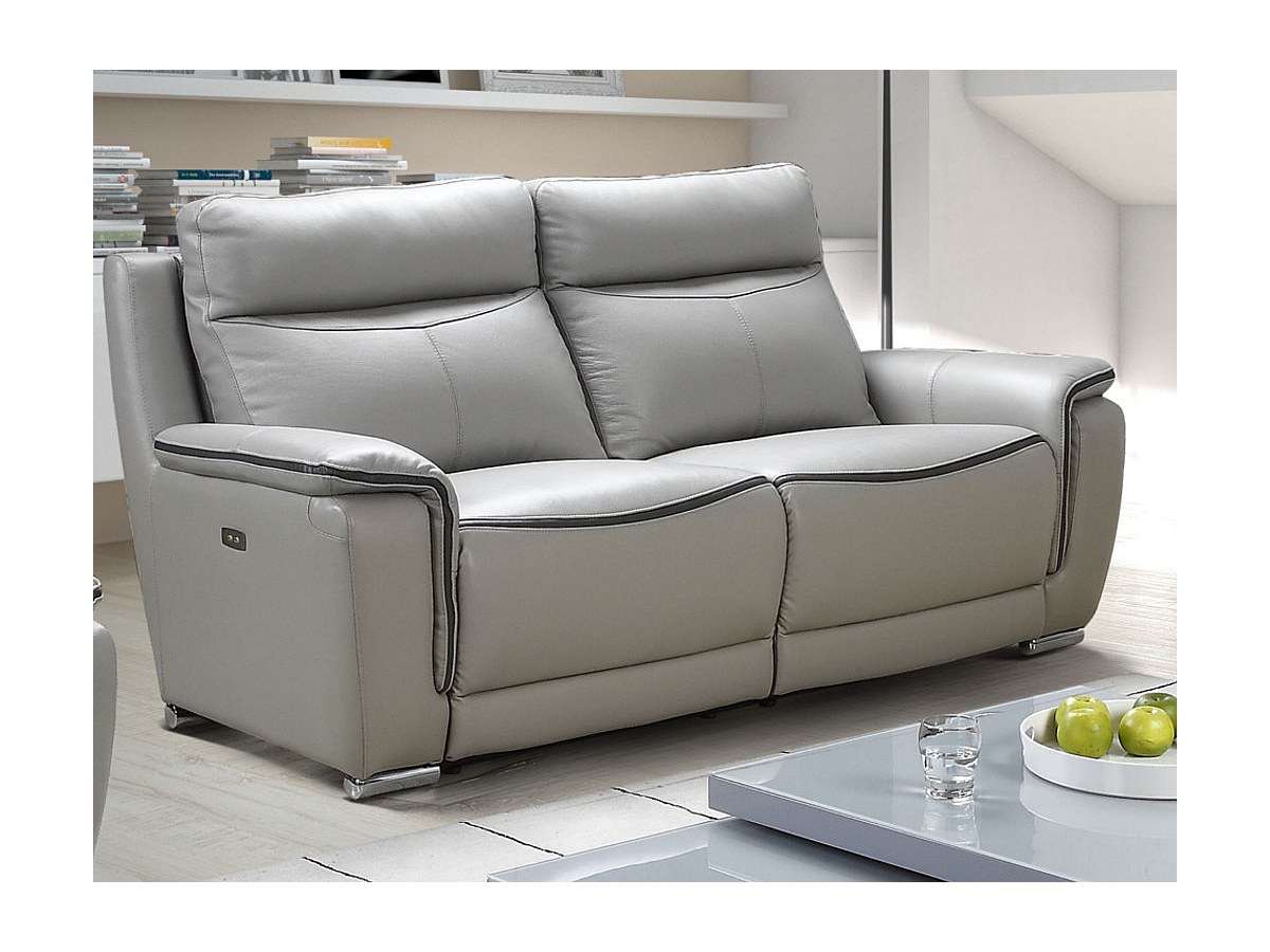 Sofá 3 plazas relax eléctrico de piel de becerro PAOSA