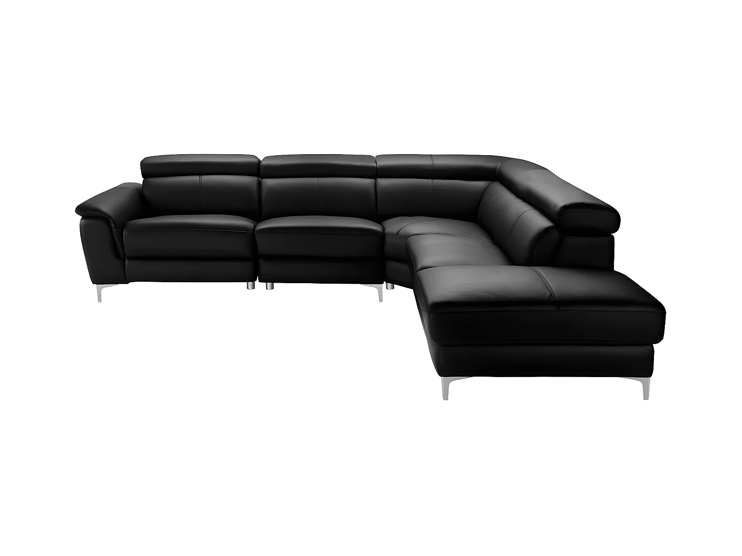 Canapé d'angle relax électrique en cuir SITIA - Noir - Angle droit