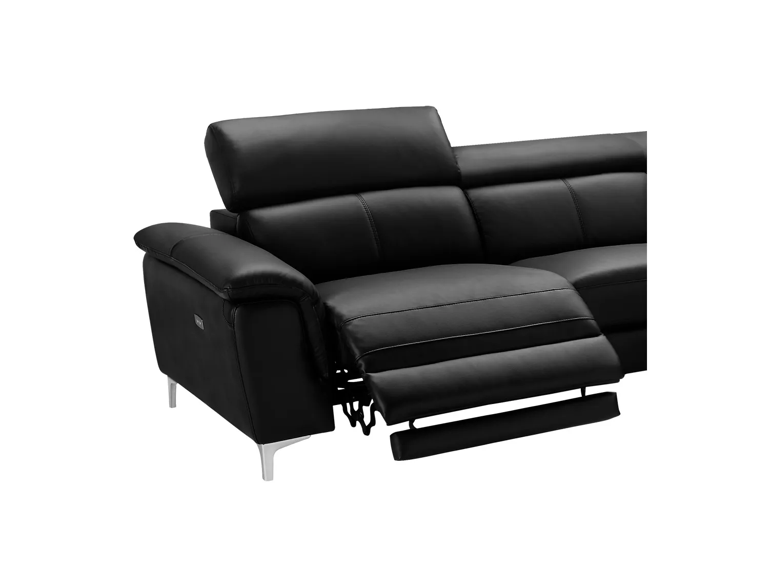 Hjørnesofa med elektrisk recliner i læder SITIA - Sort - Højre hjørne