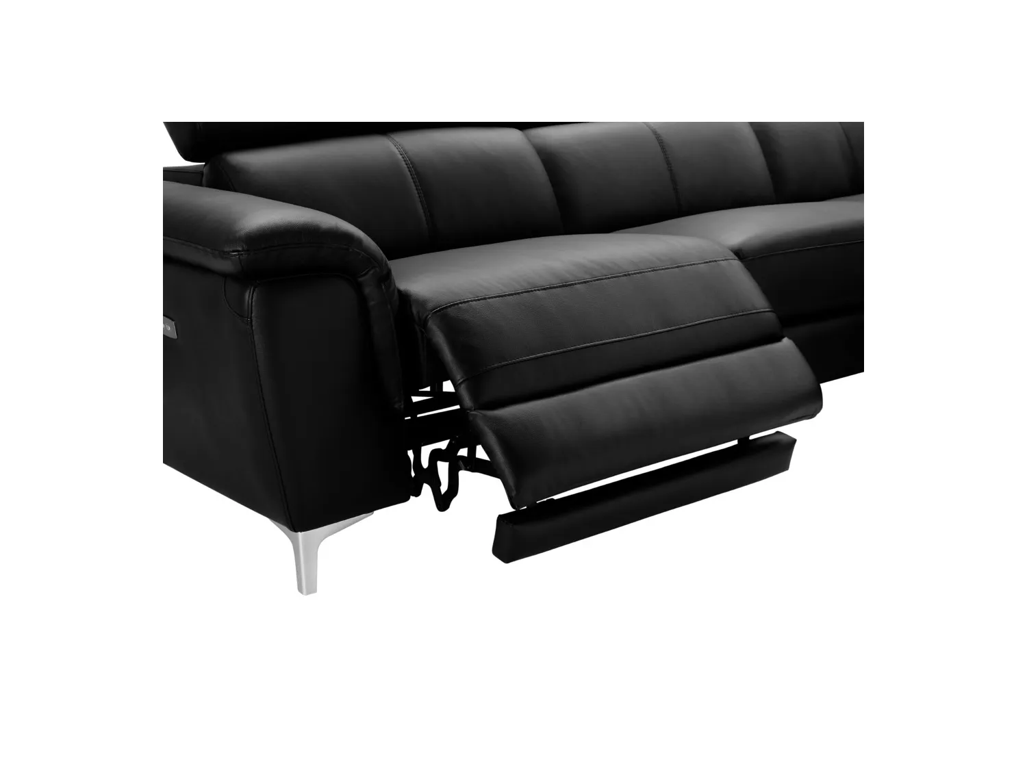 Hjørnesofa med elektrisk recliner i læder SITIA - Sort - Højre hjørne