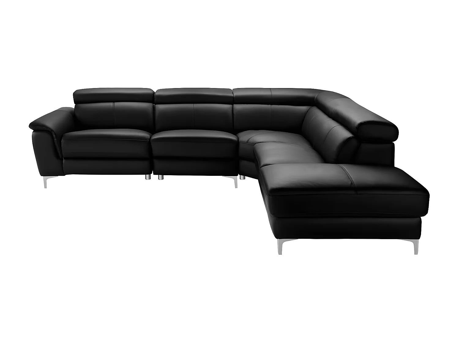 Relaxhoekbank van leer SITIA - elektrisch - zwart - hoek rechts