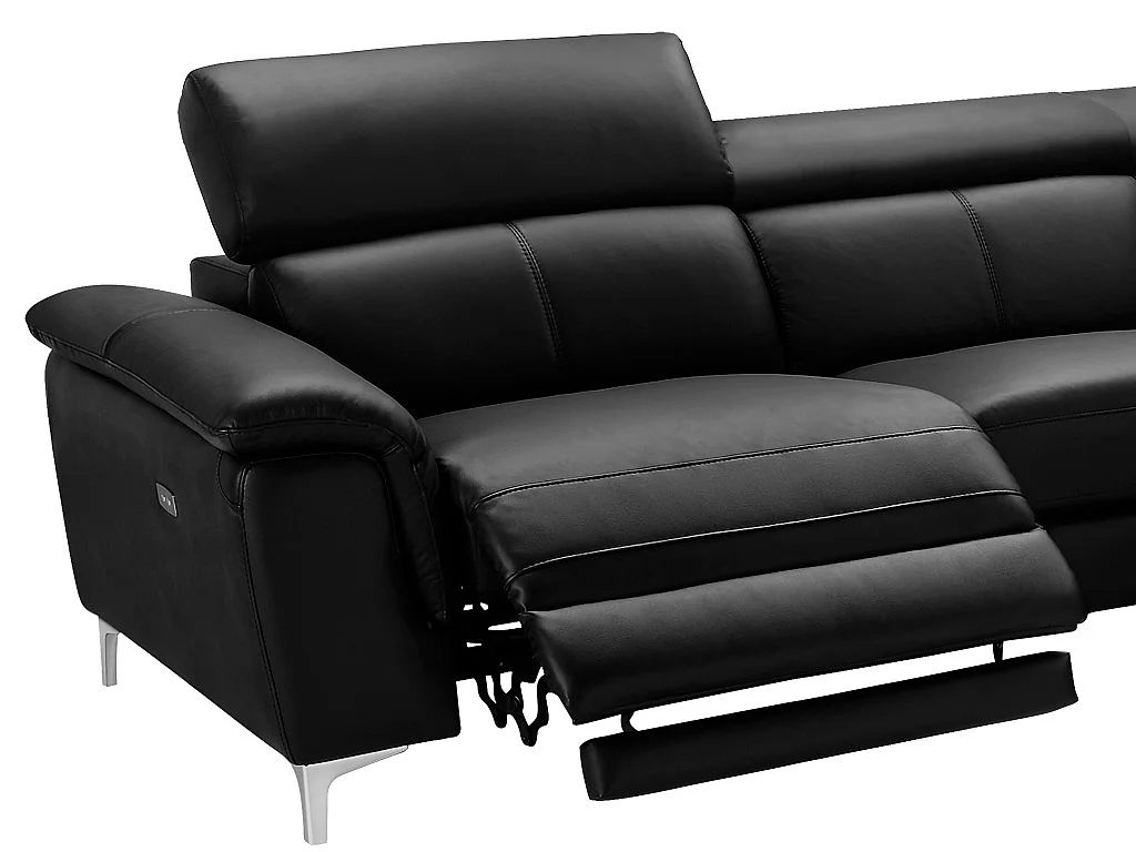 Relaxhoekbank van leer SITIA - elektrisch - zwart - hoek rechts