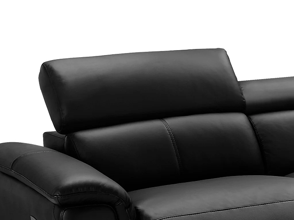 Sofá de canto esquerdo relax elétrico em pele Preto - SITIA