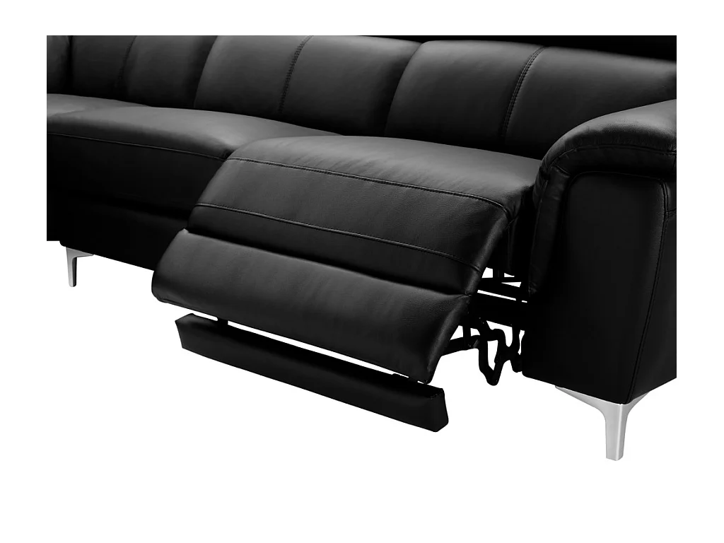 Sofá de canto esquerdo relax elétrico em pele Preto - SITIA