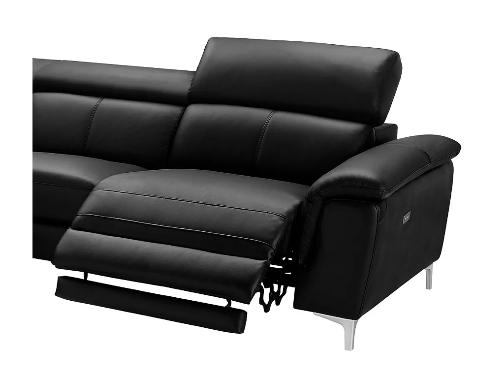 Sofá de canto esquerdo relax elétrico em pele Preto - SITIA