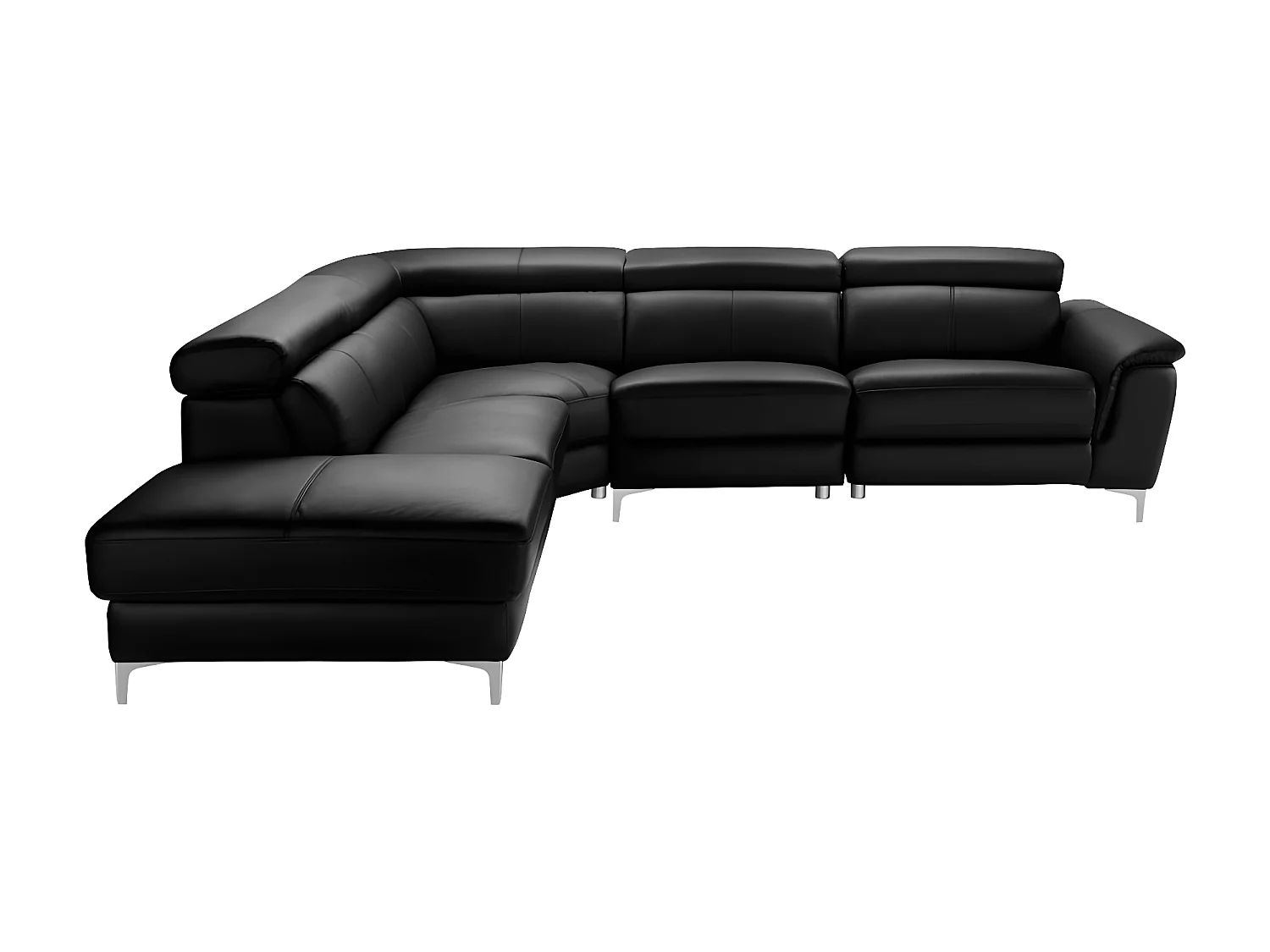 Relaxhoekbank van leer SITIA - elektrisch - zwart - hoek links