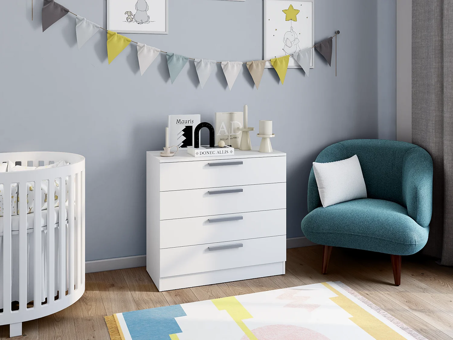 Commode MATHIAS - 4 tiroirs - blanc