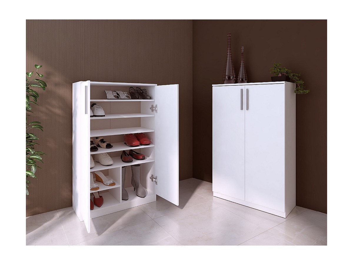 Mueble zapatero con 2 puertas en color blanco MATHIAS