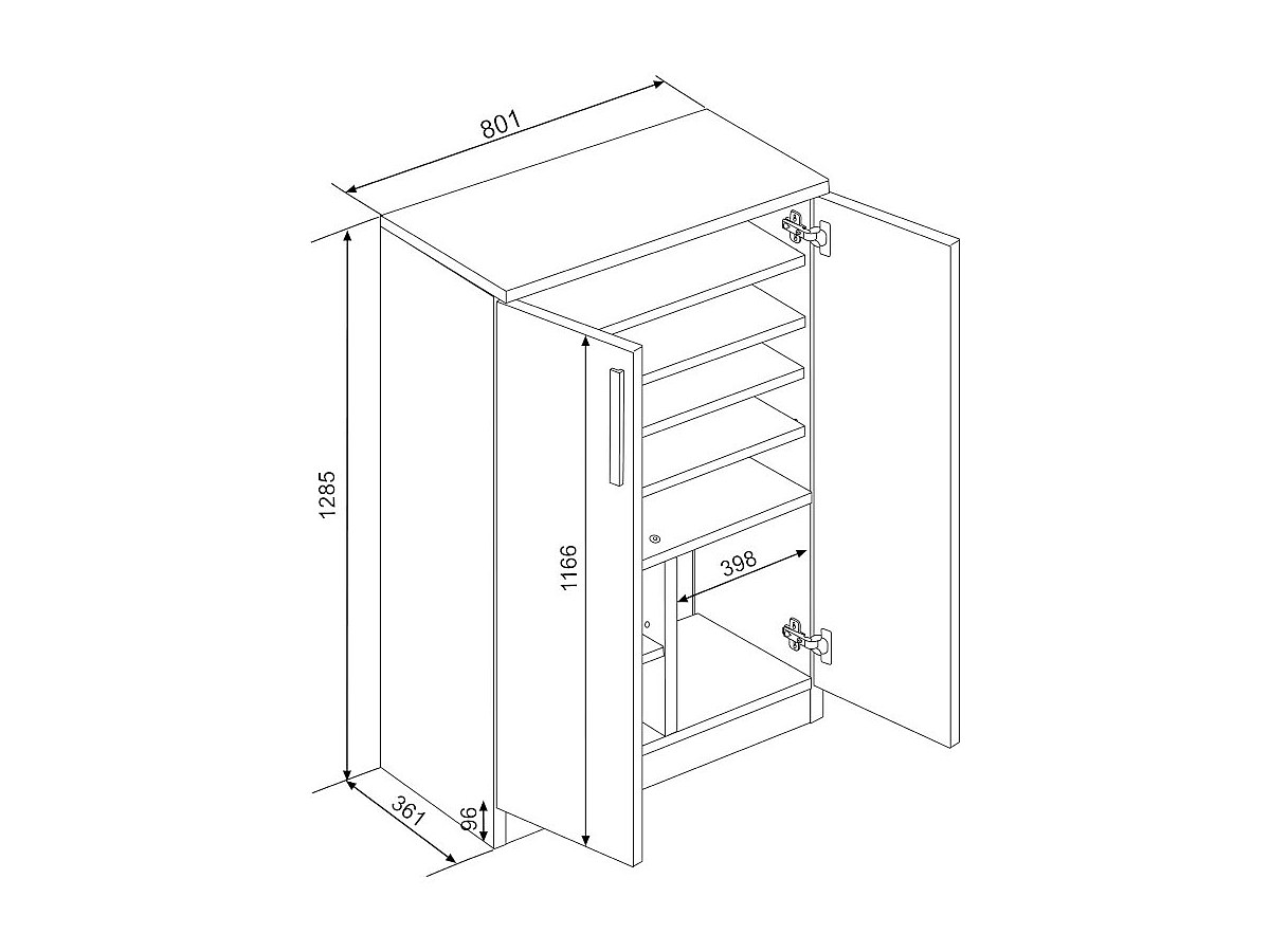 Mueble zapatero con 2 puertas en color blanco MATHIAS