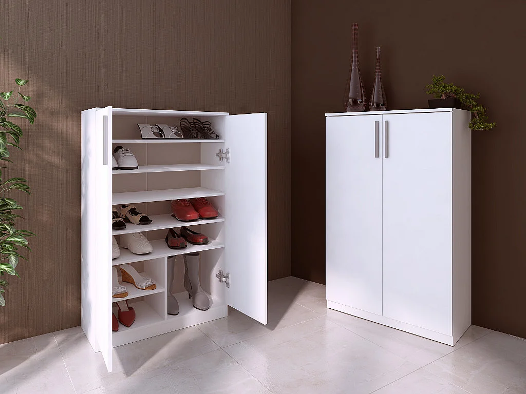 Mueble zapatero MATHIAS - Color blanco - 2 puertas 