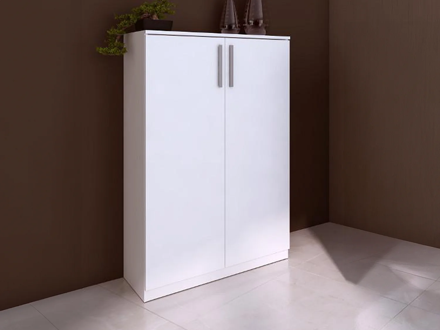 Mueble zapatero MATHIAS - Color blanco - 2 puertas 