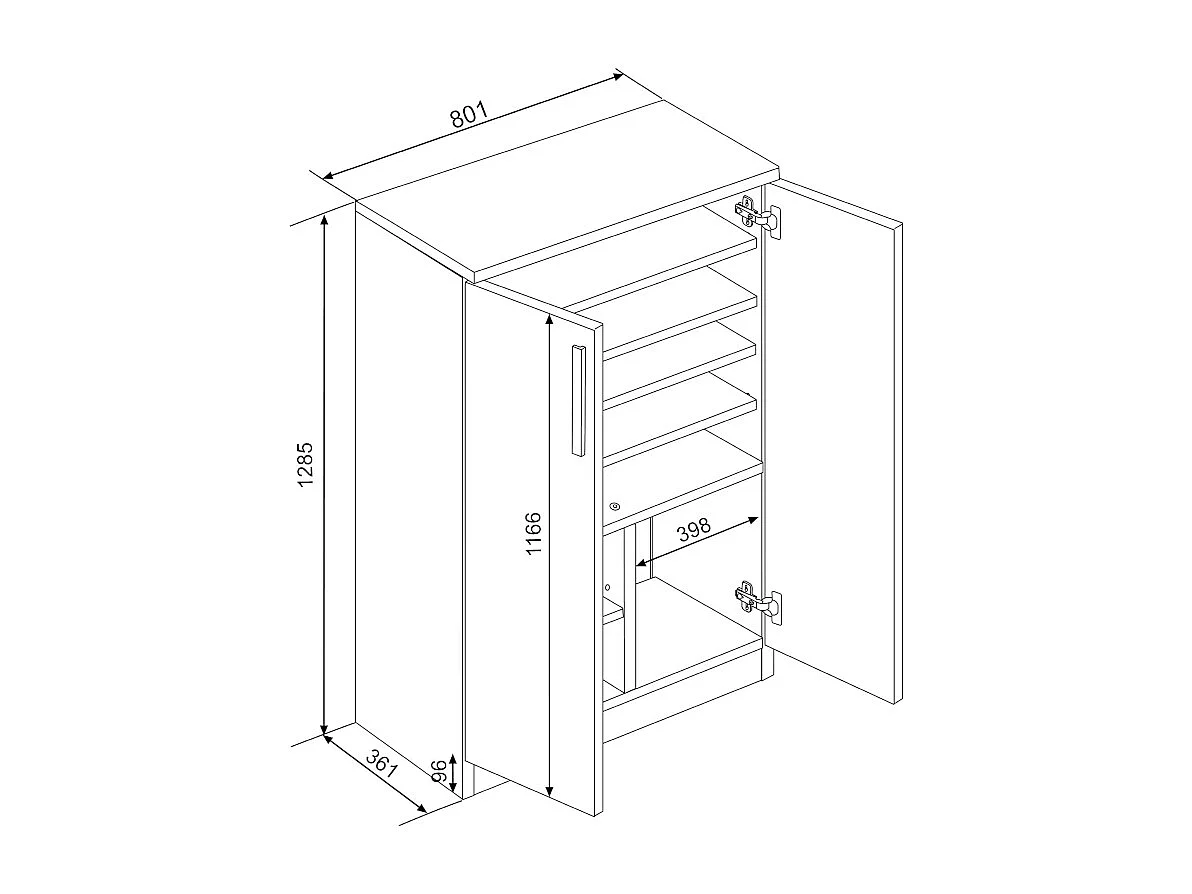 Mueble zapatero MATHIAS - Color blanco - 2 puertas 