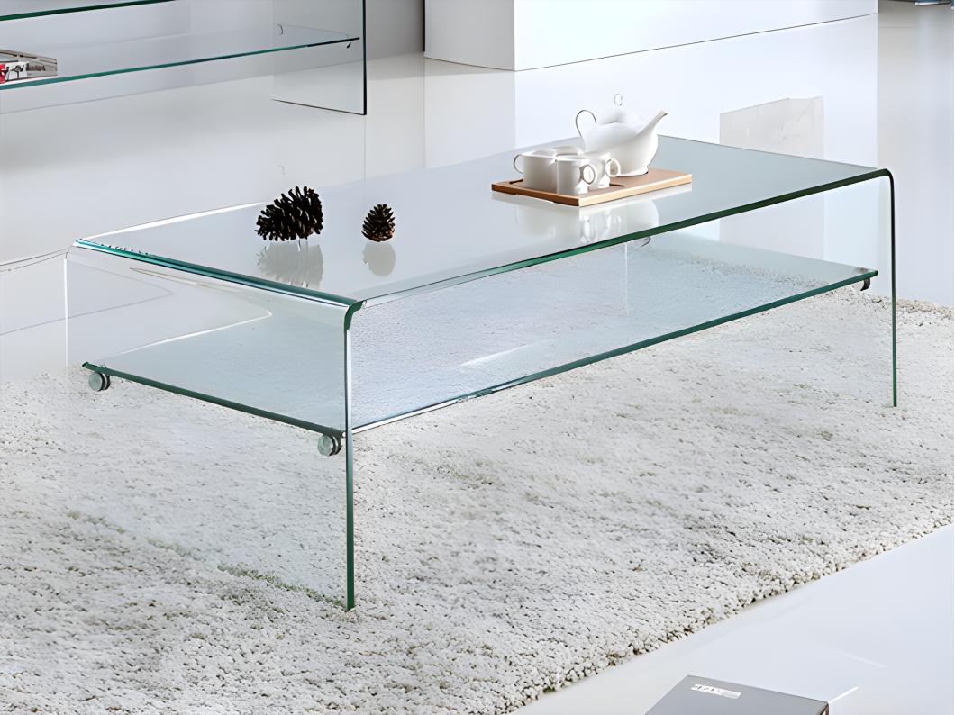 Salontafel TRENIA - Dubbele plaat - Gehard glas