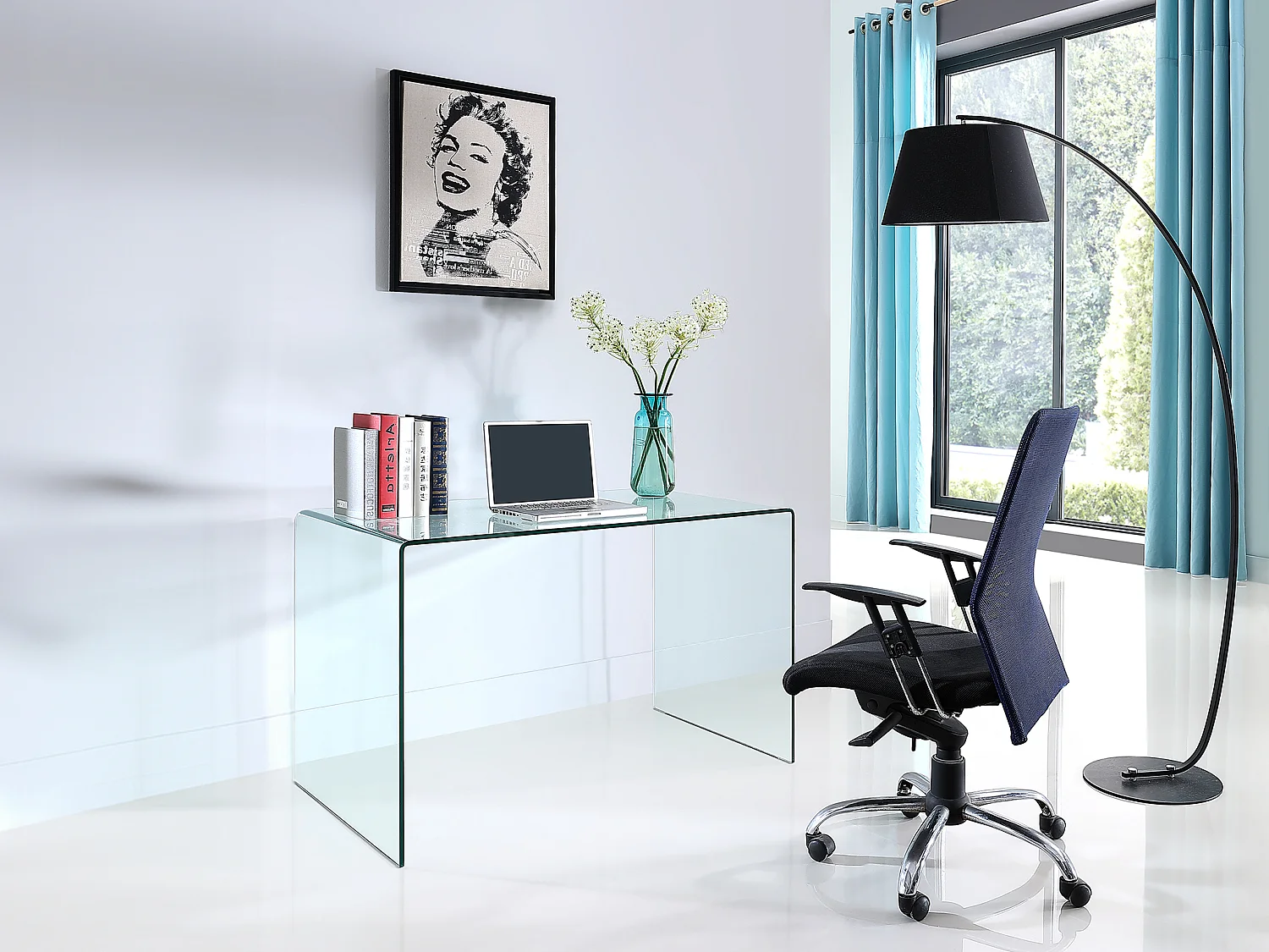 Bureau - Verre courbé - Transparent - ELSTRON