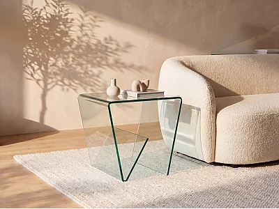 Beistelltisch - Gebogenes Sicherheitsglas - Transparent - ZENIA