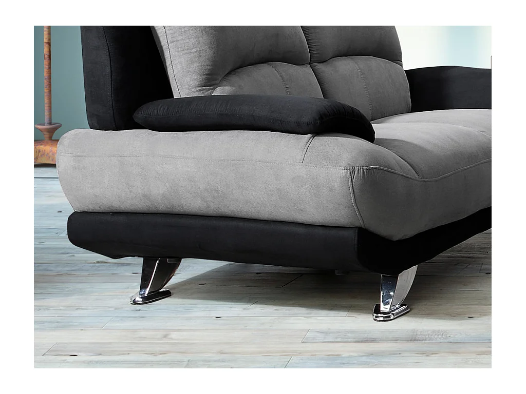 Canapé 2 places en microfibre MUSKO - Bicolore gris et noir
