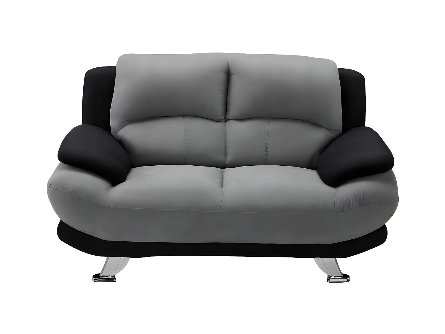 Canapé 2 places en microfibre MUSKO - Bicolore gris et noir