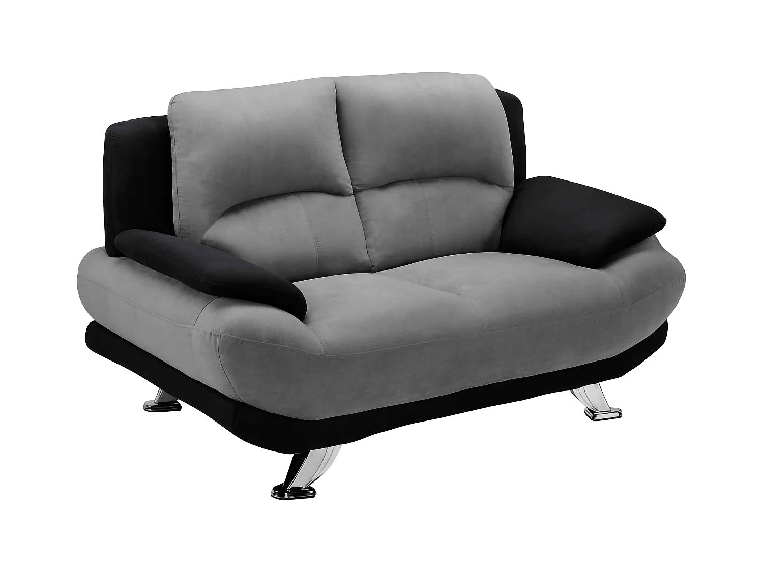 Canapé 2 places en microfibre MUSKO - Bicolore gris et noir