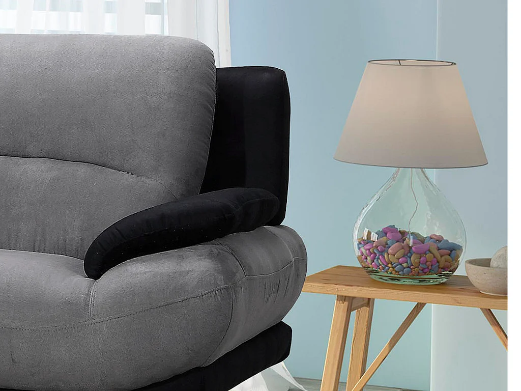 Soffa 2-sits i mikrofiber MUSKO - Tvåfärgad grå och svart