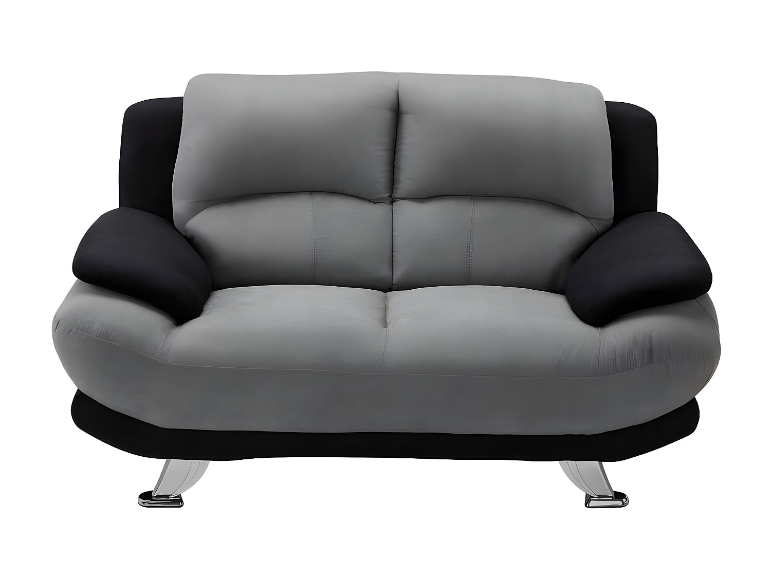 Vente-unique Sofa 2-Sitzer - Microfaser - Grau & Schwarz - MUSKO 267861