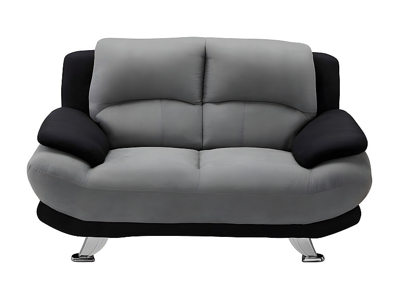 2-Seater Microfibre Sofa - Grey and Black - MUSKO