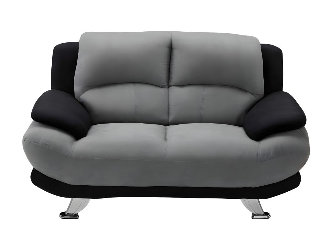 Canapé 2 places en microfibre MUSKO - Bicolore gris et noir
