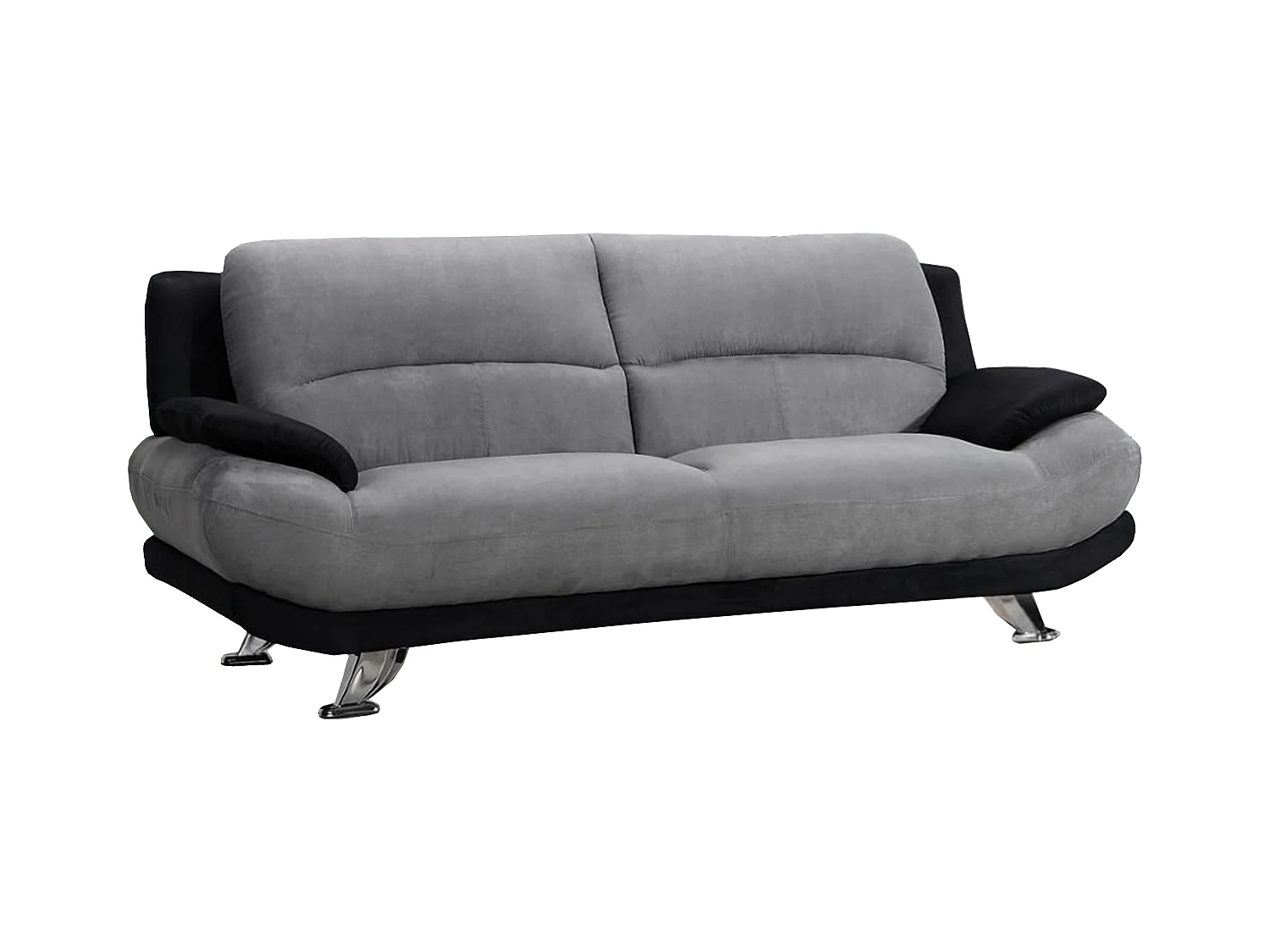 Sofá 3 plazas de microfibra MUSKO - Bicolor gris y negro