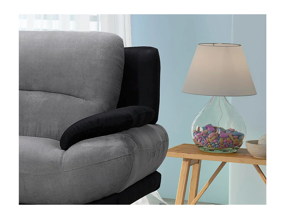 Sofá 3 plazas de microfibra MUSKO - Bicolor gris y negro