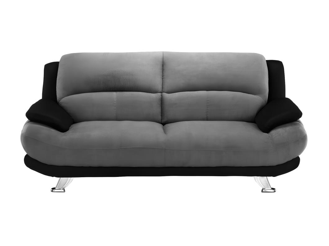 Canapé 3 places en microfibre MUSKO - Bicolore gris et noir