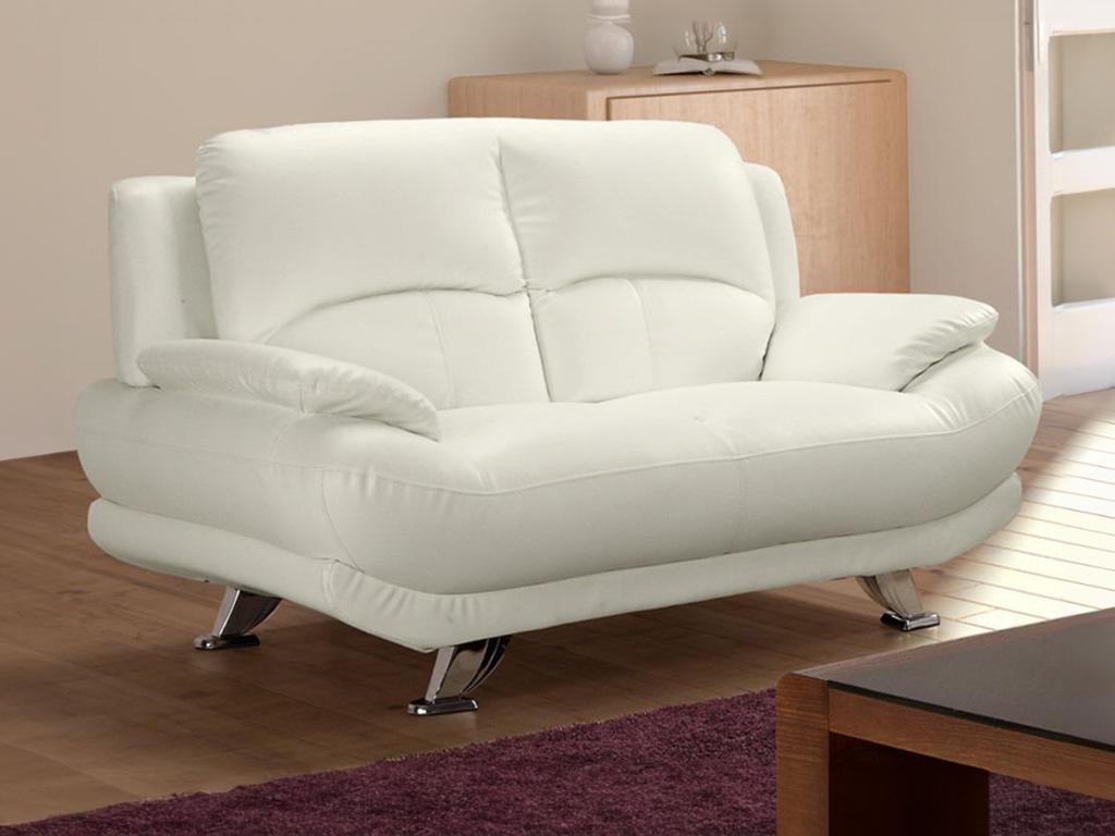 Vente-unique Sofa 2-Sitzer - Kunstleder - Elfenbeinfarben - MUSKO