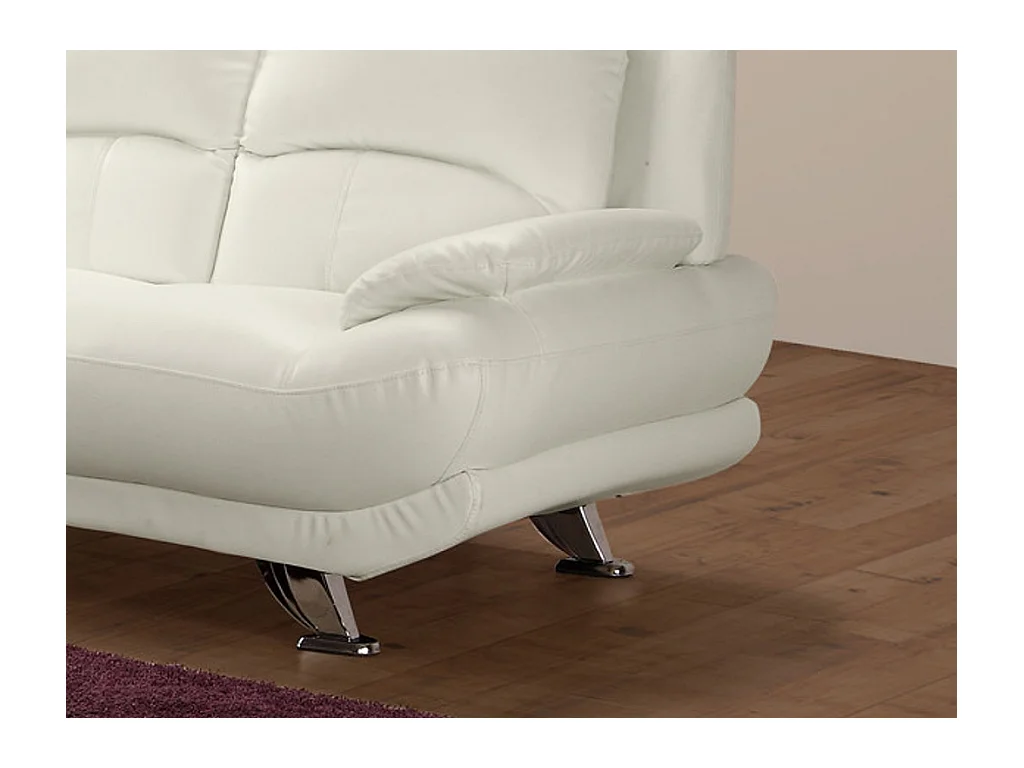 Sofá de 3 lugares em pele sintética Branco - MUSKO