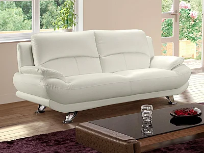 Sofa 3-Sitzer - Kunstleder - Elfenbeinfarben - MUSKO