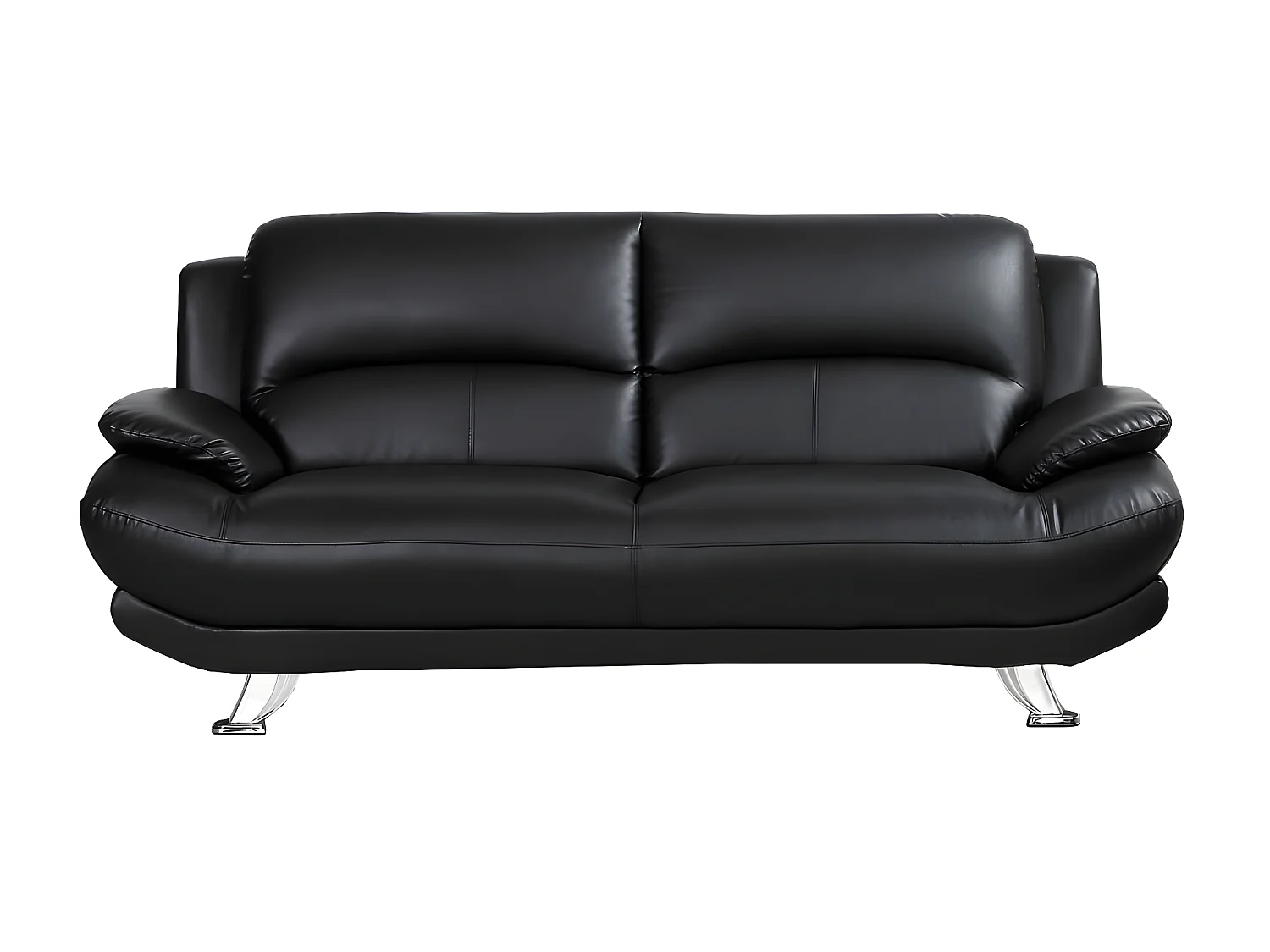Sofa 3-Sitzer - Kunstleder - Schwarz - MUSKO
