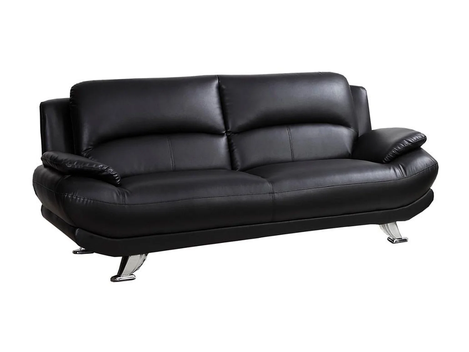 Sofa 3-Sitzer - Kunstleder - Schwarz - MUSKO
