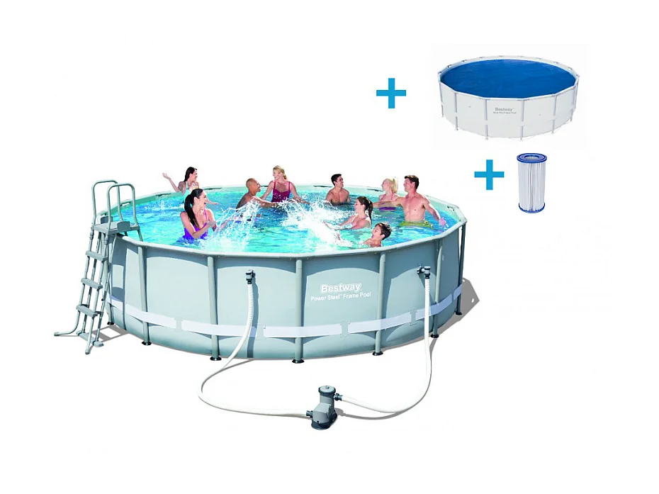 Pack Piscine CUBA II de BESTWAY 488cm + bâche solaire et cartouches pour filtre