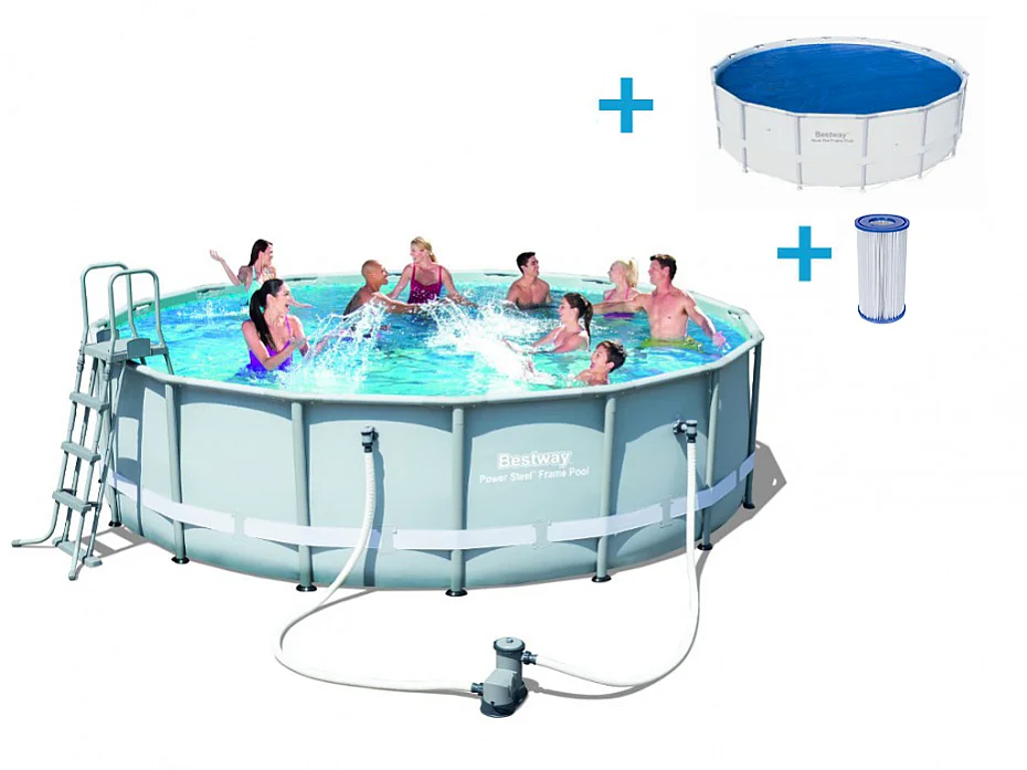 Pack Piscine CUBA II de BESTWAY 488cm + bâche solaire et cartouches pour filtre