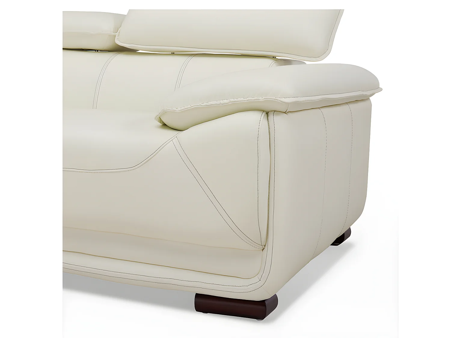 Sofá 3 plazas de piel MACELO - Blanco marfil