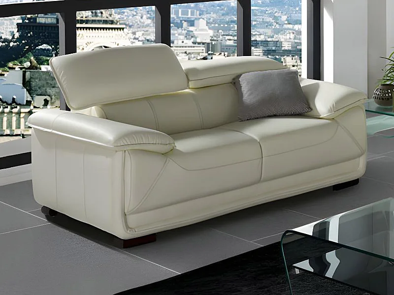 Ledersofa 2-Sitzer - Elfenbein - MACELO