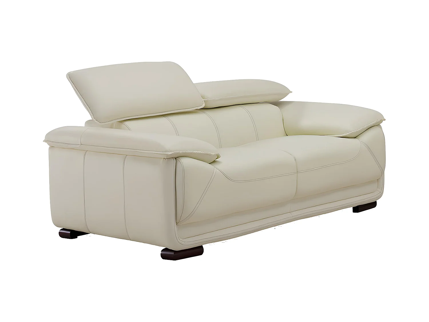 Tweezitsbank van leer MACELO - Ivoor wit